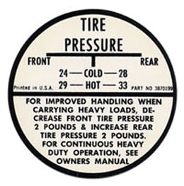 1964-65 TIRE PRESSURE DECAL