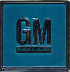 1967 GM, MARK OF EXCELLENCE, DOOR JAM DECAL, TEAL