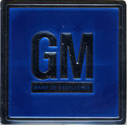 1968-75 GM MARK OF EXCELLENCE, DOOR JAM DECAL, BLUE