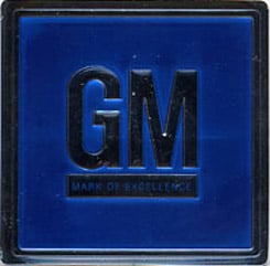1968-75 GM MARK OF EXCELLENCE, DOOR JAM DECAL, BLUE