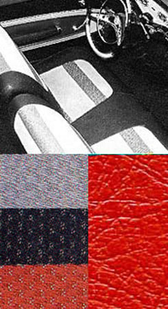1958 SEAT COVERS, BENCH/REAR, 2 DR HT, RED IMPALA (W/RED, SILVER & BLACK CLOTH INSERTS)