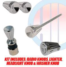 1961-63 DASH KNOB KIT, INCLUDES: CIGARETTE LIGHTER, HEADLIGHT SWITCH KNOB, RADIO KNOBS & WIPER KNOB (kit)