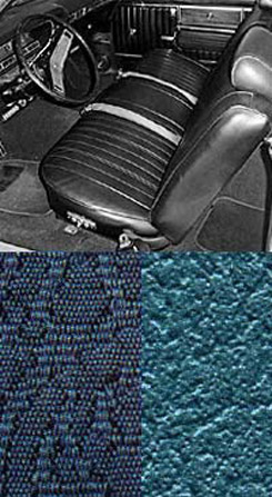 1969 SEAT COVERS,BENCH/REAR, 2 DR HT, IMPALA, W/CLOTH INSERT, AQUA (set)
