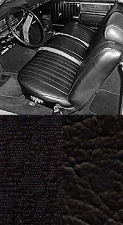 1969 SEAT COVERS,BENCH/REAR, 2 DR HT, IMPALA, W/CLOTH INSERT, BLACK (set)