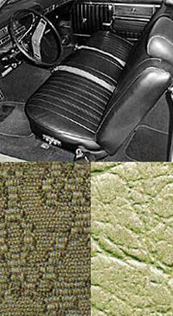 1969 SEAT COVERS,BENCH/REAR, 2 DR HT, IMPALA, W/CLOTH INSERT, IVY GREEN (set)
