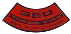 AIR CLEANER DECAL, 350-255 HP
