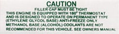 1962-1964 CAUTION COOLANT DECAL AFT.12/62-TILL 4/64