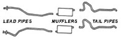 1958-64 OEM MUFFLER, SMALL BLOCK,BIG BLOCK,283,327,348 (low horse power) (2" inlet 2" outlet)  (ea)