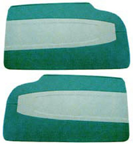 1958 DOOR PANELS, FRONT/REAR, 2 DR HT, AQUA (WITH SILVER & BLACK)