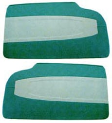 1958 DOOR PANELS, FRONT/REAR, 2 DR HT, AQUA (WITH SILVER & BLACK)