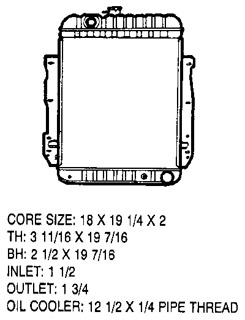 1958 RADIATOR, SMALL BLOCK, 3 CORE