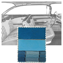 1959 DOOR PANELS, FRONT/REAR, 2 DR HT, BLUE (set)"Must send in Original Top Rails Cleaned"