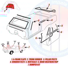 1959 DELUXE WEATHERSTRIP KIT, CONVERTIBLE