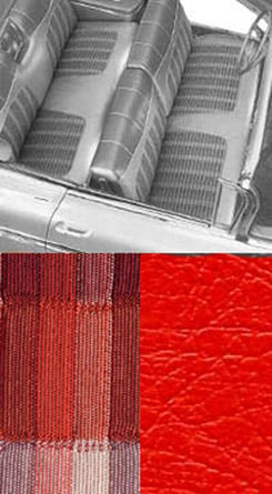 1959 SEAT COVERS, BENCH/REAR, 4 DR SEDAN, IMPALA, W/CLOTH INSERT, RED