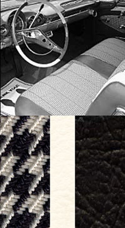 1960 SEAT COVERS,BENCH/REAR, 4 DR SEDAN,IMPALA, W/CLOTH INSERT, BLACK
