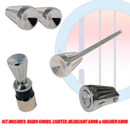 1961-63 DASH KNOB KIT, INCLUDES: CIGARETTE LIGHTER, HEADLIGHT SWITCH KNOB, RADIO KNOBS & WIPER KNOB (kit)