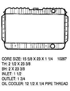 1961-63 RADIATOR, SMALL BLOCK,3 CORE