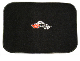 1961-64 CARPET TRUNK MAT, HARDTOP W/ IMPALA FLAG LOGO, BLACK 80/20 (SET)