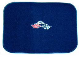 1961-64 CARPET TRUNK MAT, HARDTOP W/ IMPALA FLAG LOGO, BLUE 80/20 (SET)