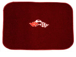 1961-64 CARPET TRUNK MAT, CONVERTIBLE W/ IMPALA FLAG LOGO, RED 80/20 (4 pc set)