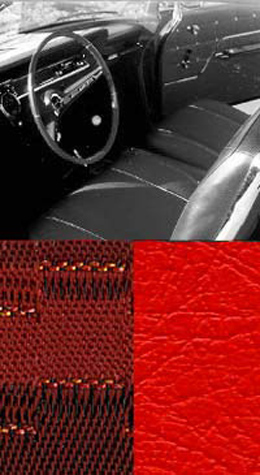 1962 SEAT COVERS, BENCH/REAR, 4 DR SEDAN, IMPALA, W/CLOTH INSERT, RED S, BENCH/REAR, 4 DR SEDAN, IMPALA, W/CLOTH INSERT, RED (set)