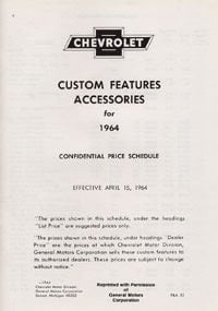 1964 ACCESSORIES LIST (ea)