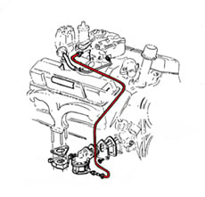 1964 FUEL PUMP TO CARB LINE, 327-250, 4 BARRELL