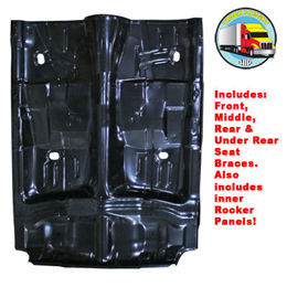 1965-70 FLOOR PAN COMPLETE W/BRACES AND INNER ROCKER