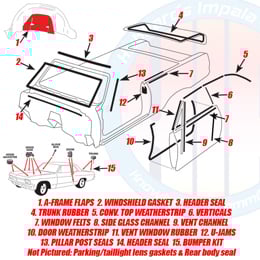 1965 COMPLETE WEATHERSTRIP KIT, CONVERTIBLE