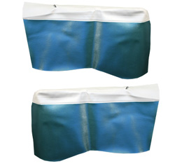 1965 REAR ARM REST COVERS, IMPALA ,SS CONV, WHITE/AQUA