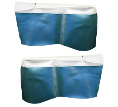 1965 REAR ARM REST COVERS, IMPALA ,SS CONV, WHITE/AQUA