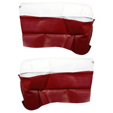 1965 REAR ARM REST COVERS, IMPALA ,SS CONV, WHITE/RED