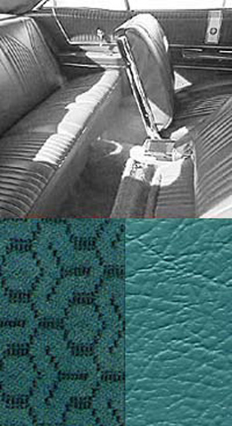 1965 SEAT COVERS,BENCH/REAR, 2 DR HT, IMPALA, W/CLOTH INSERT, AQUA