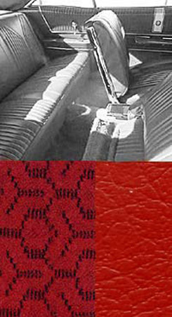 1965 SEAT COVERS,BENCH/REAR, 4 DR SEDAN, IMPALA, W/CLOTH INSERT, RED