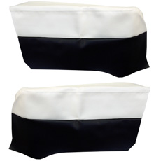 1966-67 REAR ARM REST COVERS, CONV, IMPALA , WHITE/BLACK