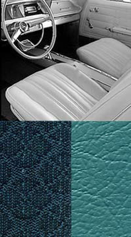 1966 SEAT COVERS,BENCH/REAR, 2 DR HT, IMPALA, W/CLOTH INSERT, AQUA