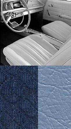 1966 SEAT COVERS,BENCH/REAR, 2 DR HT, IMPALA, W/CLOTH INSERT, BLUE