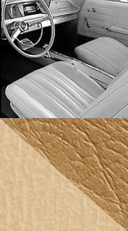 1966 SEAT COVER, FRONT, VINYL BENCH, IMPALA, 2 TONE FAWN