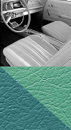 1966 SEAT COVER, FRONT, VINYL BENCH, IMPALA, 2 TONE AQUA