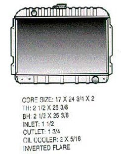 1967 RADIATOR, BIG BLOCK, 4 CORE