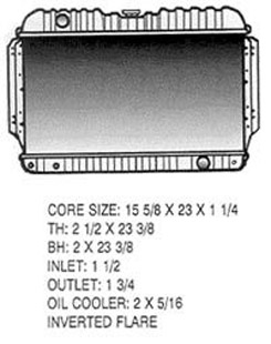 1967 RADIATOR, SMALL BLOCK, W/O AC, 3 CORE