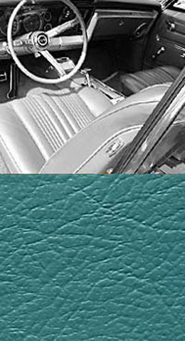1967 SEAT COVER, FRONT, 2 DOOR, VINYL BENCH, IMPALA,  AQUA (EA)