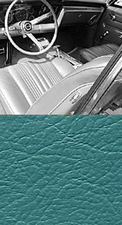 1967 SEAT COVER, FRONT, VINYL BENCH, IMPALA, AQUA
