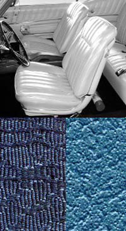 1968 SEAT COVERS,BENCH/REAR, 2 DR SEDAN, BISCAYNE, W/CLOTH INSERT, BLUE (set)