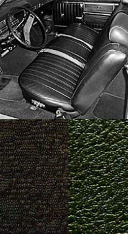 1969 SEAT COVERS,BENCH/REAR, 2 DR HT, IMPALA, W/CLOTH INSERT, DARK GREEN (set)