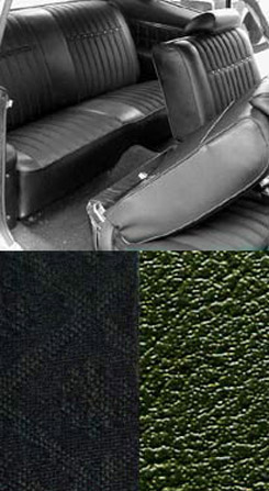 1970 SEAT COVERS,BENCH/REAR, 2 DR HT, IMPALA, W/CLOTH INSERT, DARK GREEN (set)