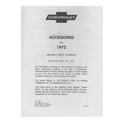 1972 ACCESSORIES LIST (ea)