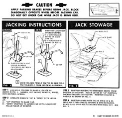 1961 JACKING INSTRUCTIONS, CONVERTIBLE