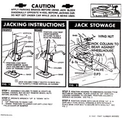 1962 JACKING INSTRUCTIONS, CONVERTIBLE