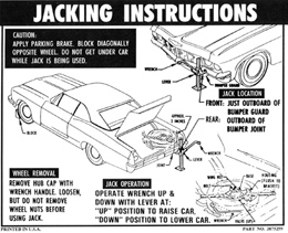 1965 JACKING INSTRUCTIONS, CONVERTIBLE